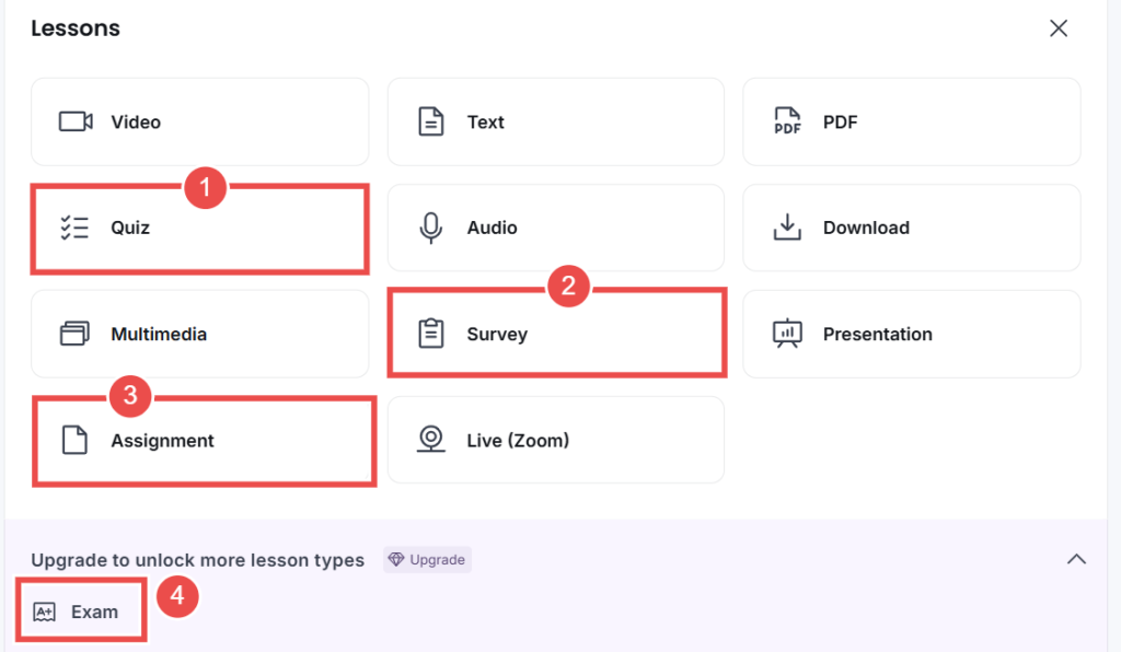Thinkific more advanced assessment tools