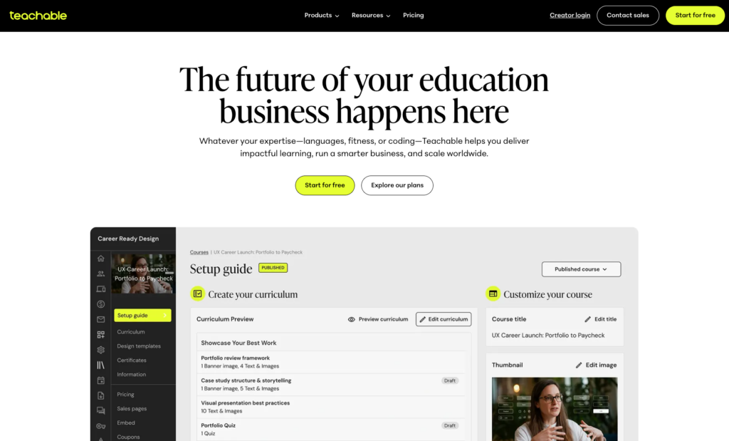 Teachable website