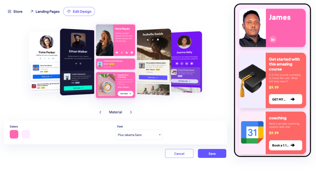 simple store front page in stan store