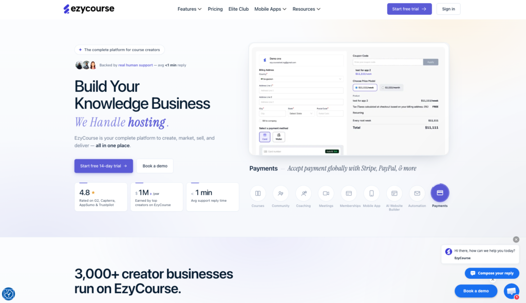 EzyCourse website