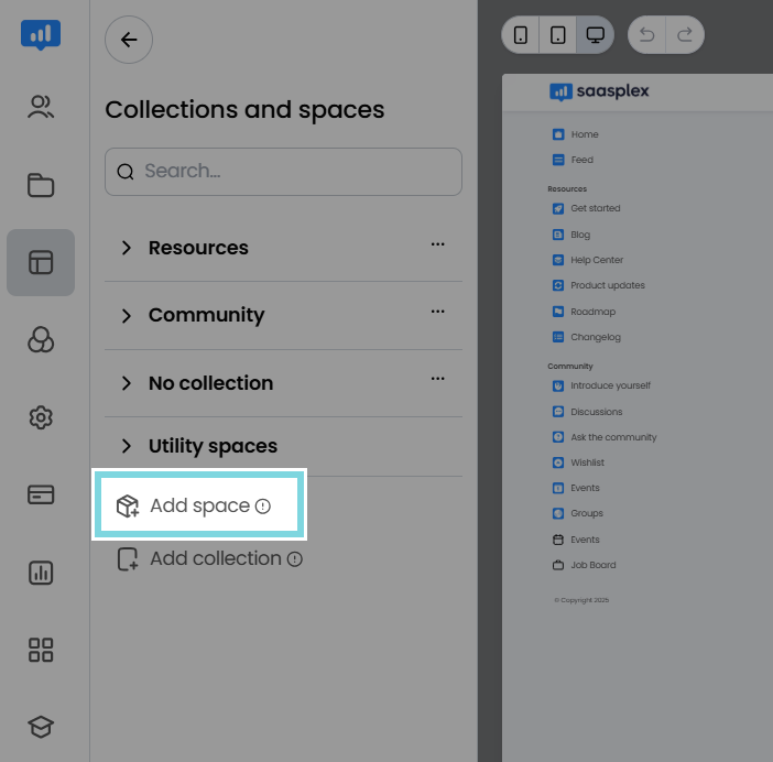 locating space feature in Bettermode