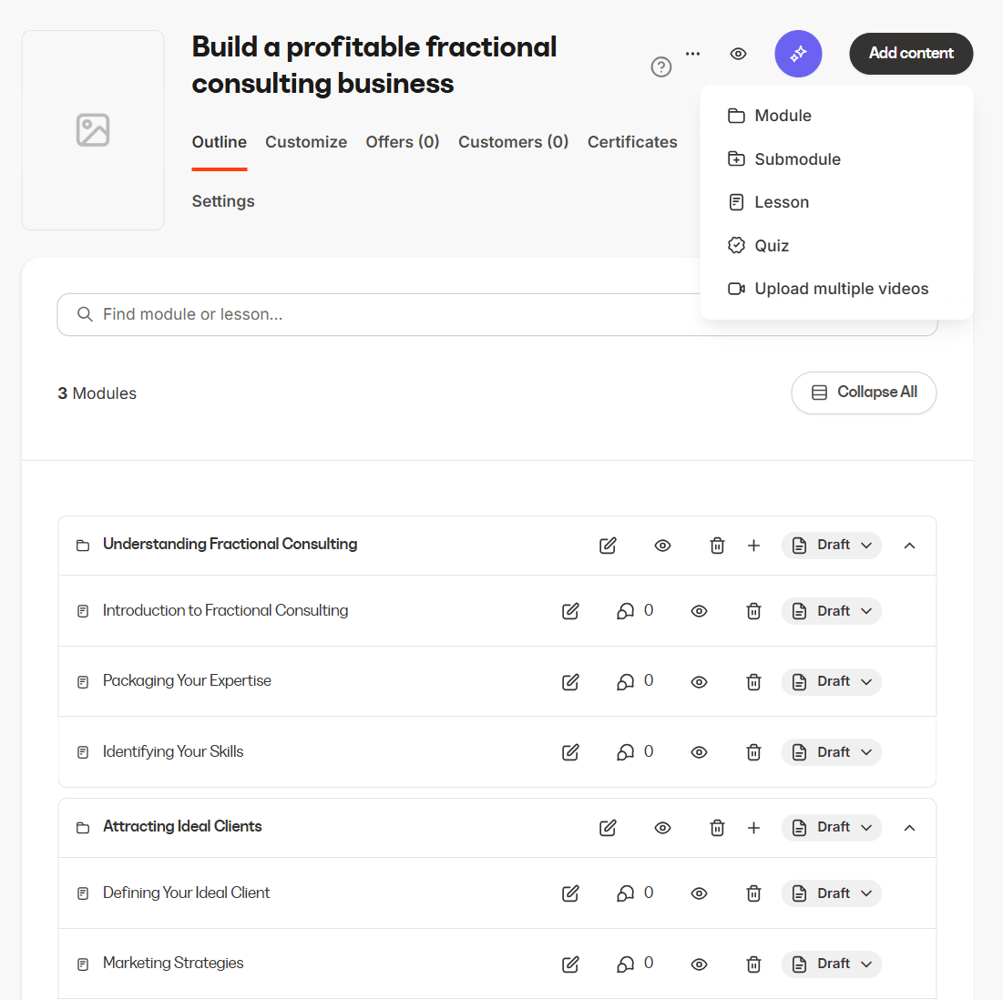 Kajabi curriculum builder