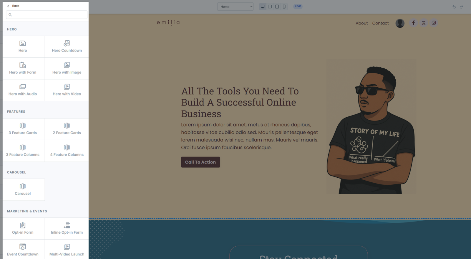 Kajabi's page builder