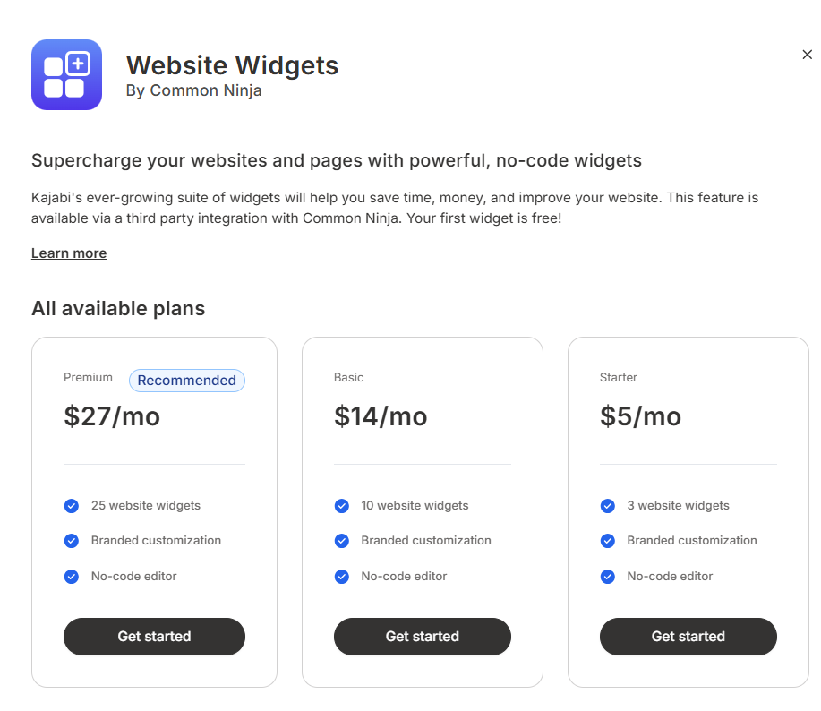custom widgets pricing