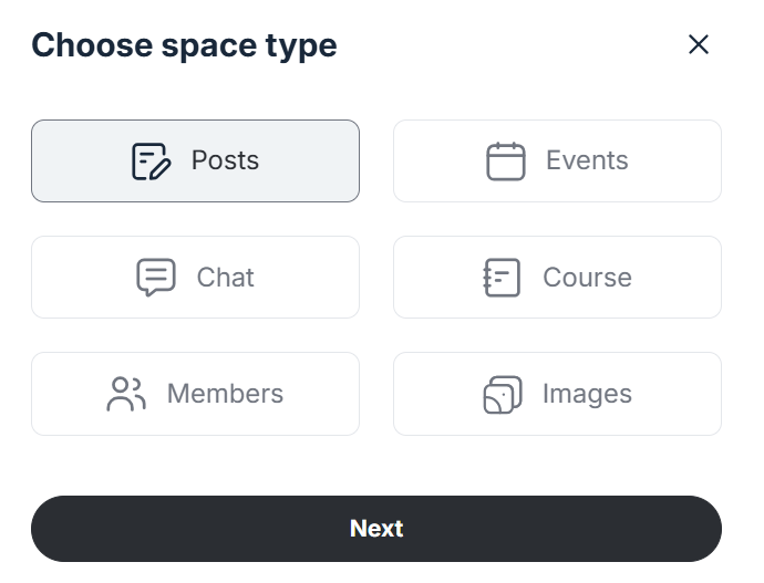 Space types you can create in Circle