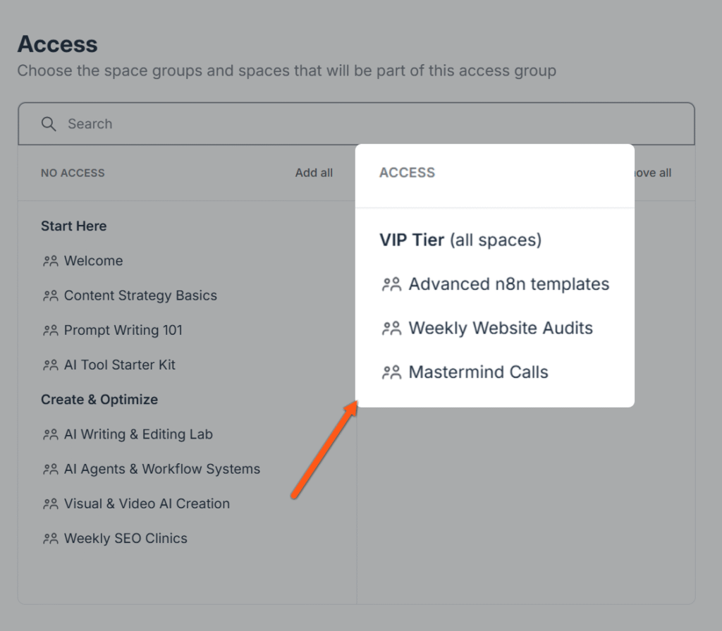 manage members access using Access Groups
