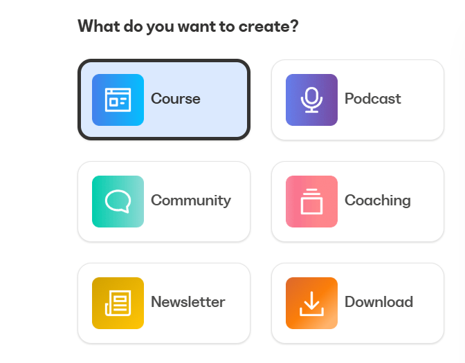 various products you can create in Kajabi