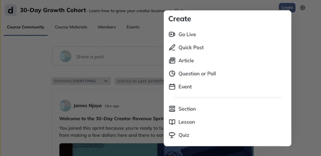 interactive elements in mighty networks