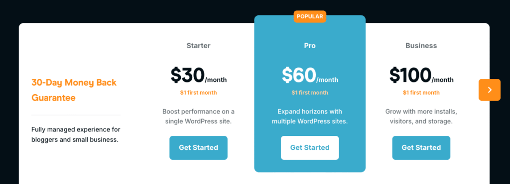 Rocket.net pricing page