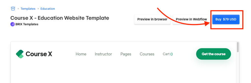 webflow template pricing