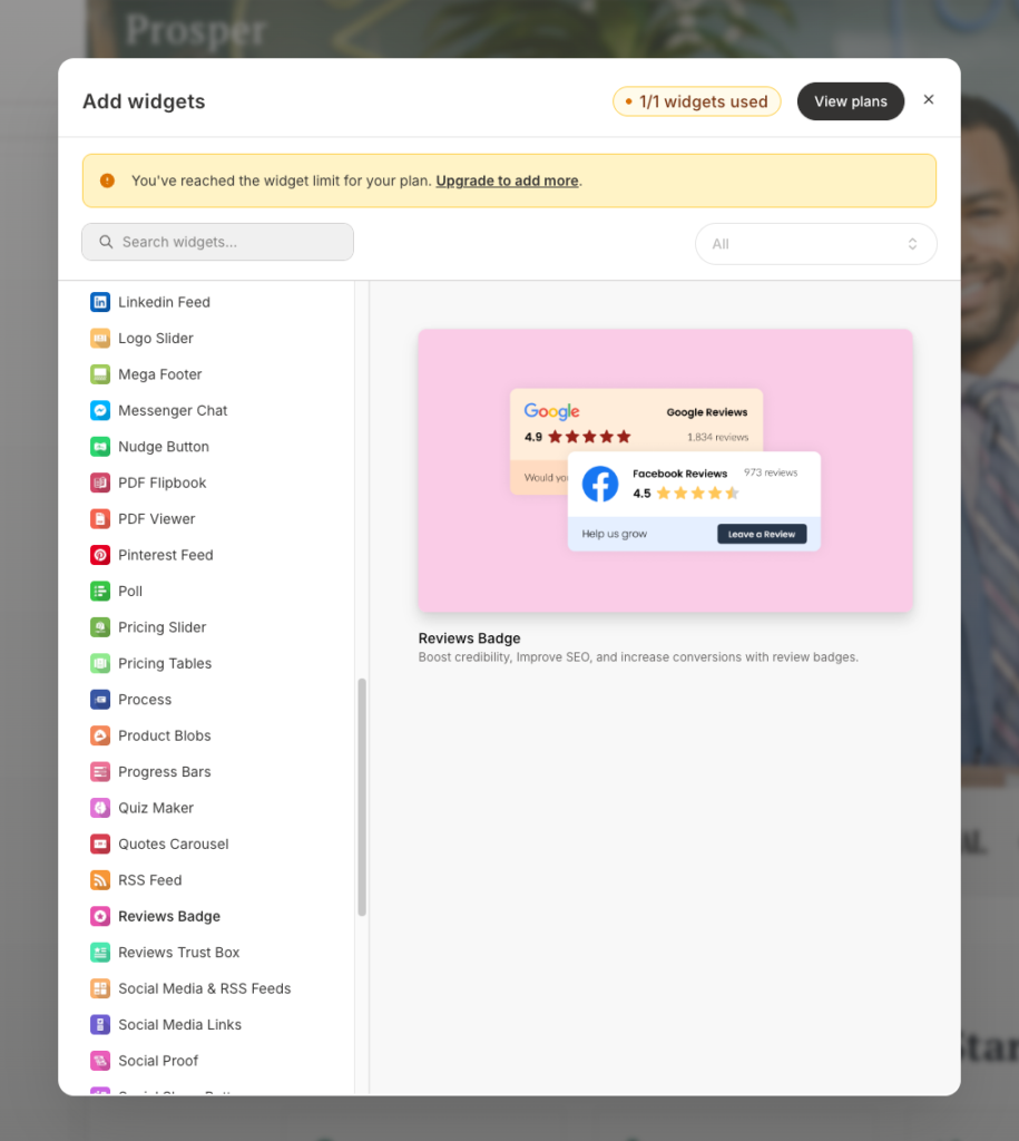 Premium website widgets