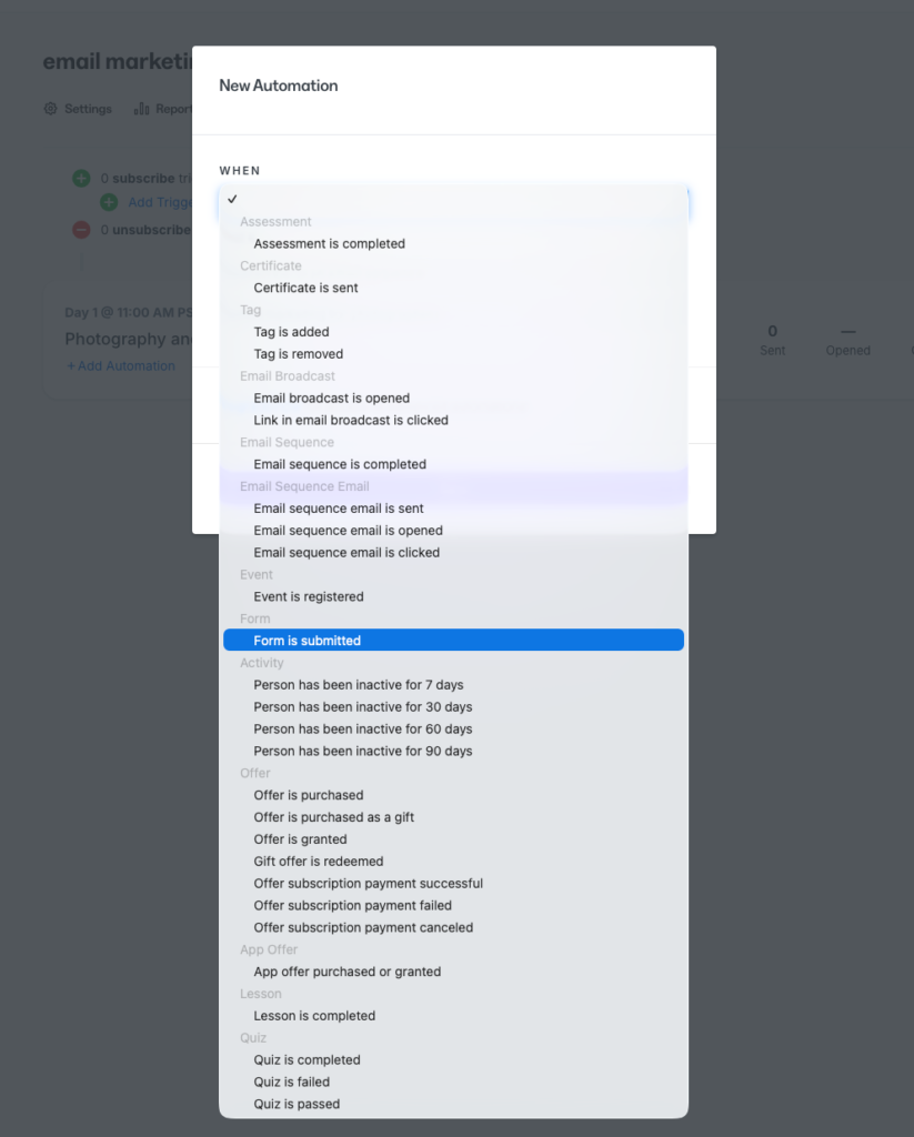 Kajabi automation options