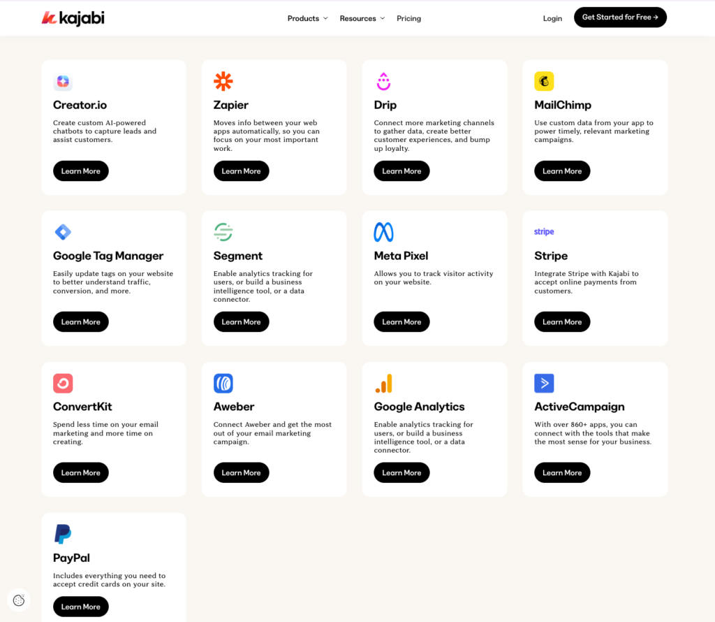 Kajabi third-party integrations