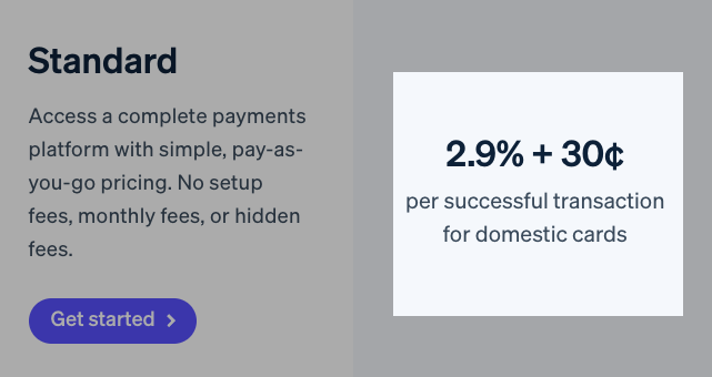 Stripe standard processing fees