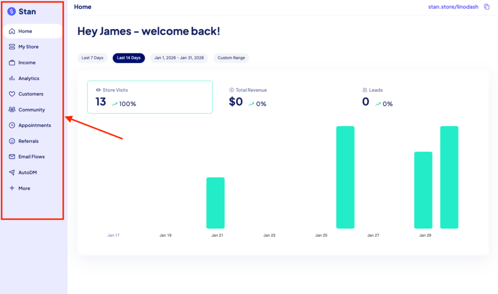 Stan Store dashboard and ui