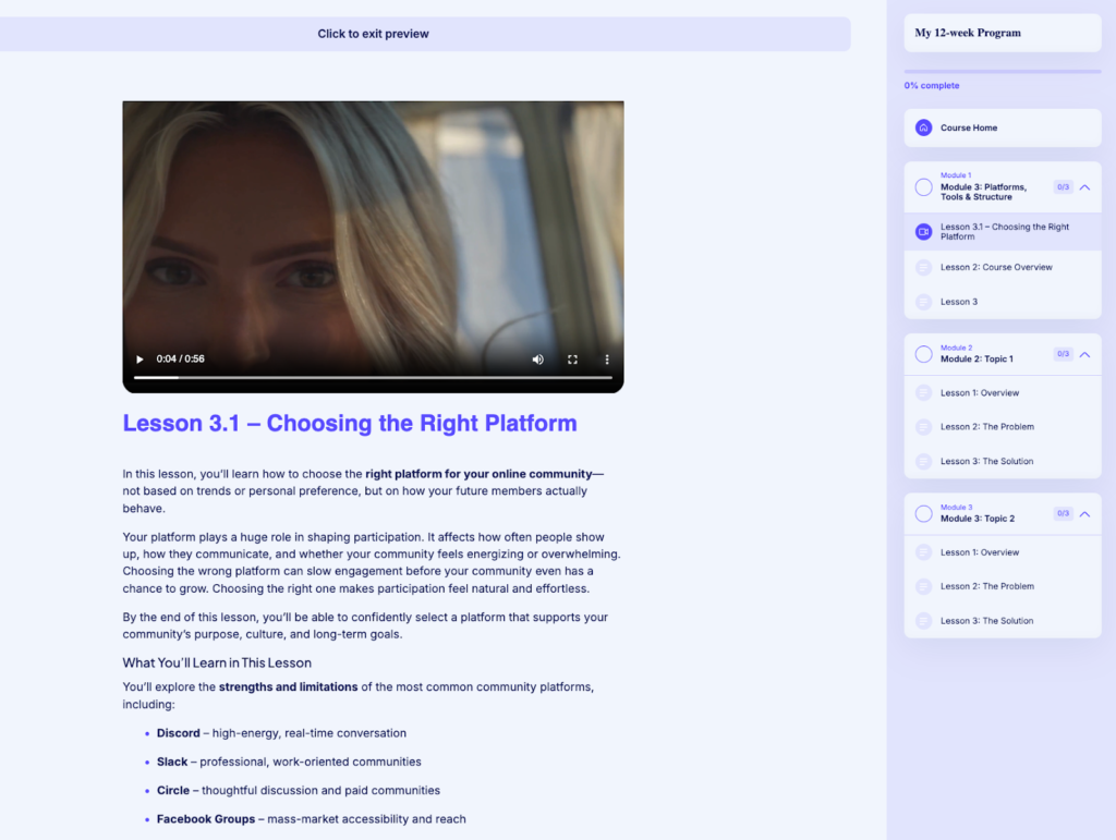 course player in Stan Store