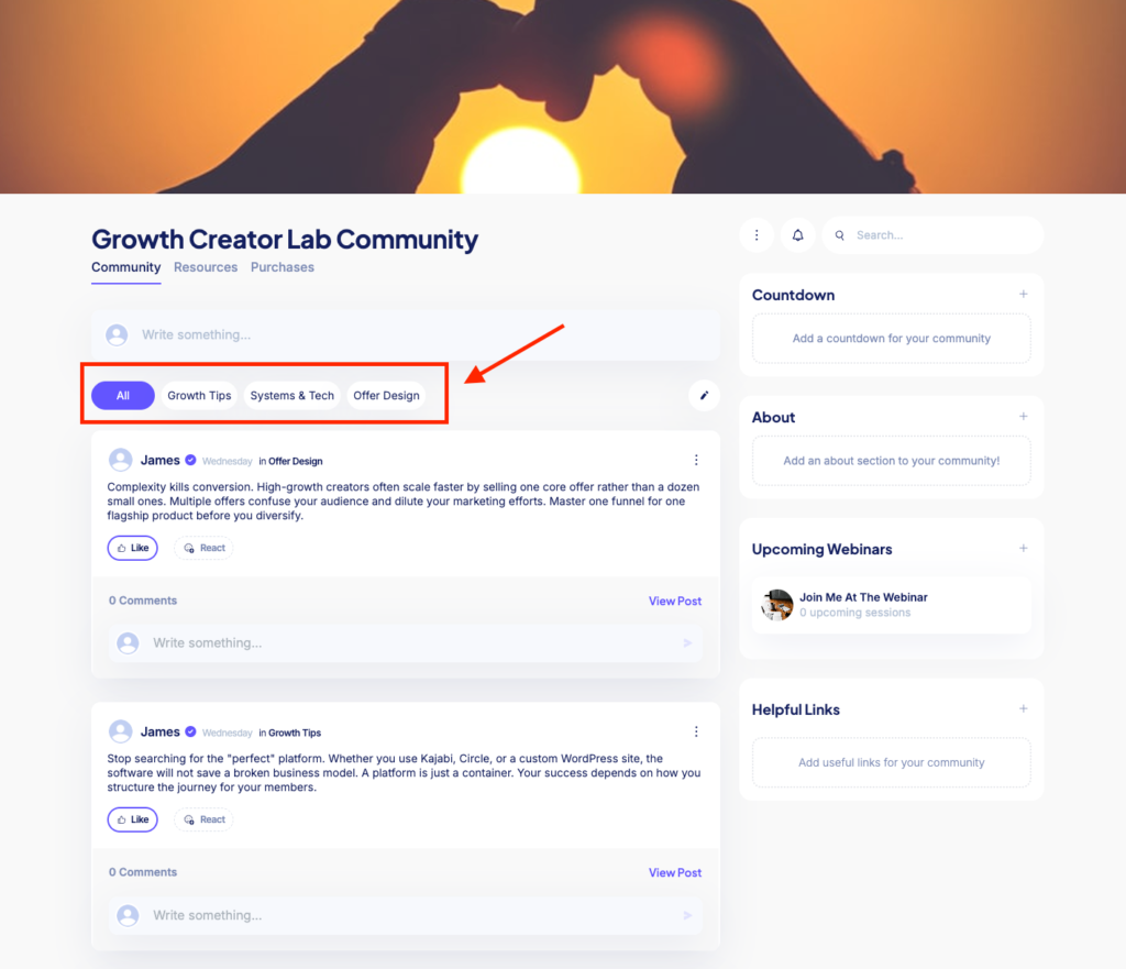 categories in Stan Store community