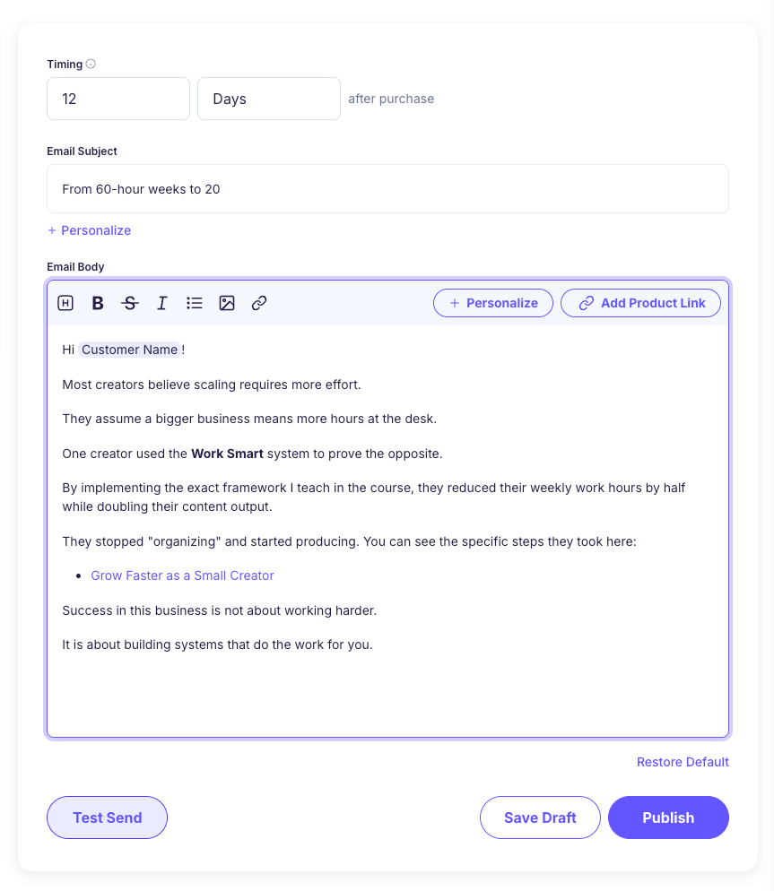 basic email designer in stan store
