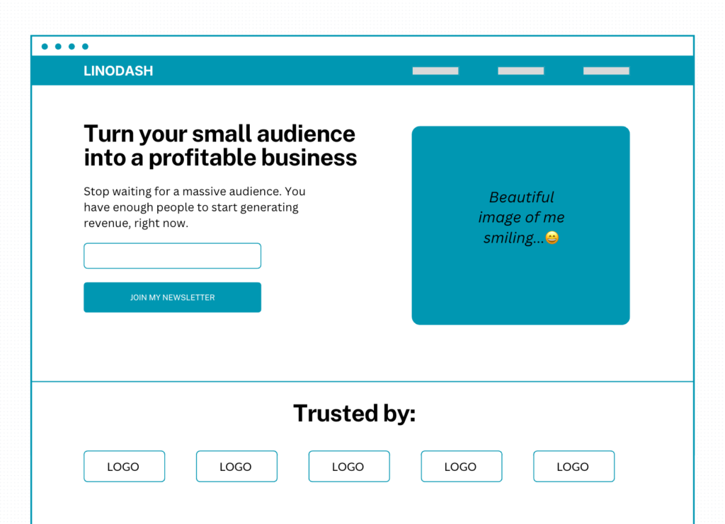 landing page wire frame