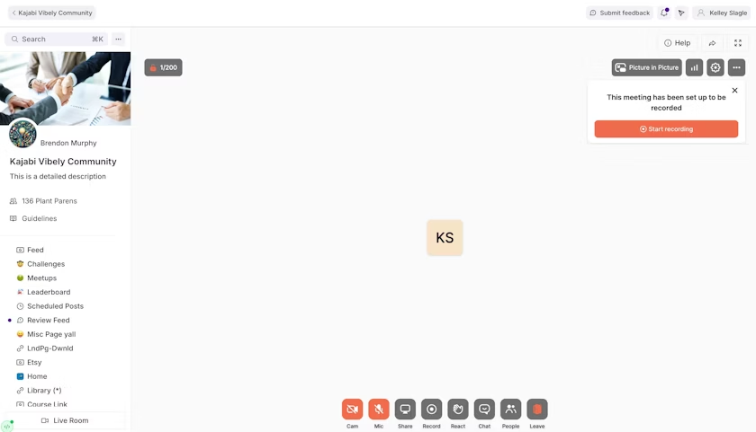 Kajabi community live meetups.