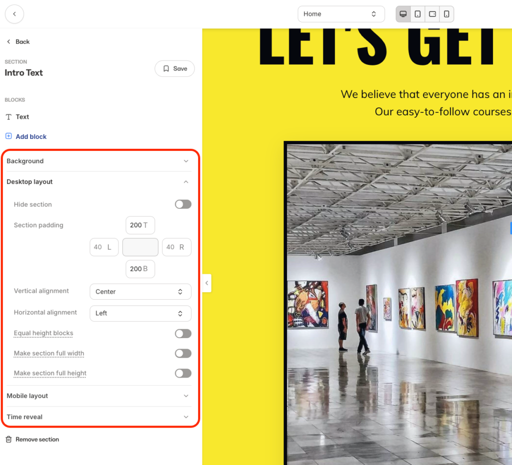 Changing page background.