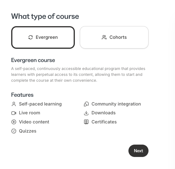 evergreen and cohort courses