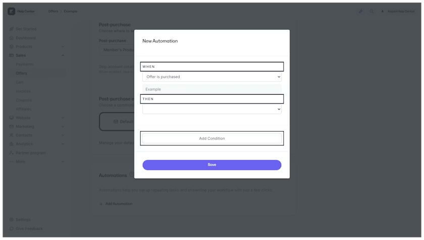 Kajabi conditional filters in automations.