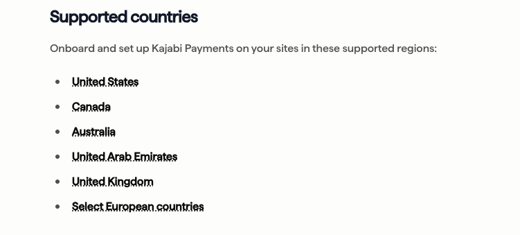 Kajabi payments availability.