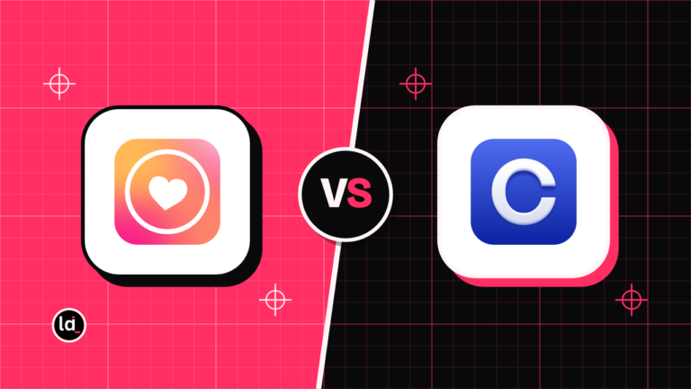 Heartbeat and Circle app icons on a split pink and black background with a VS badge between them