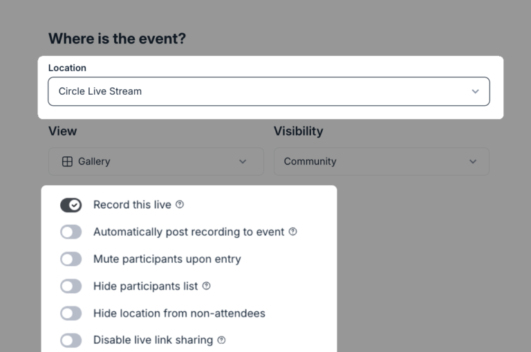Circle extensive set of tools when hosting a live session natively