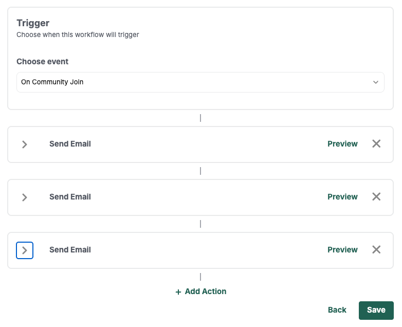 Basic automated email sequence builder in Heartbeat