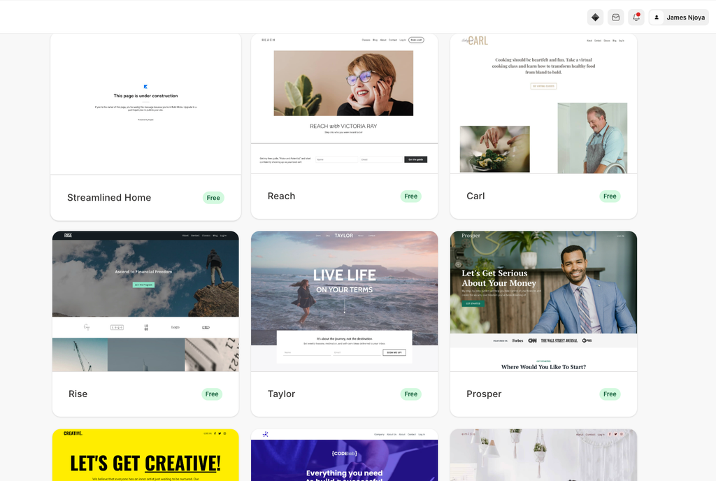 Kajabi website theme templates